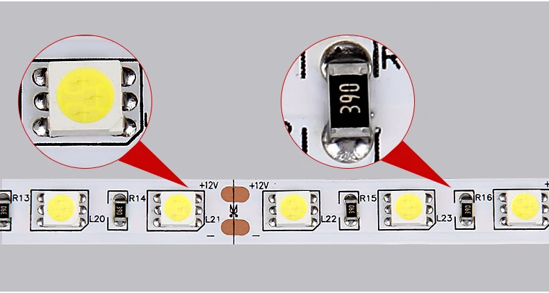 Светодиодные ленты 5050 DC12V 60leds/M 5 м/лот гибкие светодиодные rgb-полоски SMD5050 Клейкие ленты Неон Лента лампы Яркий крытый открытый украсить