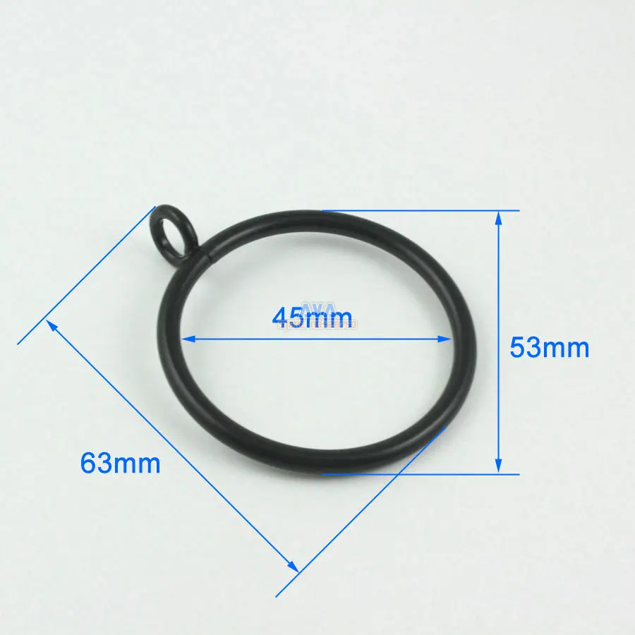 10 Pieces 45mm Black Curtain Rings Curtain Sliding Hook Rings