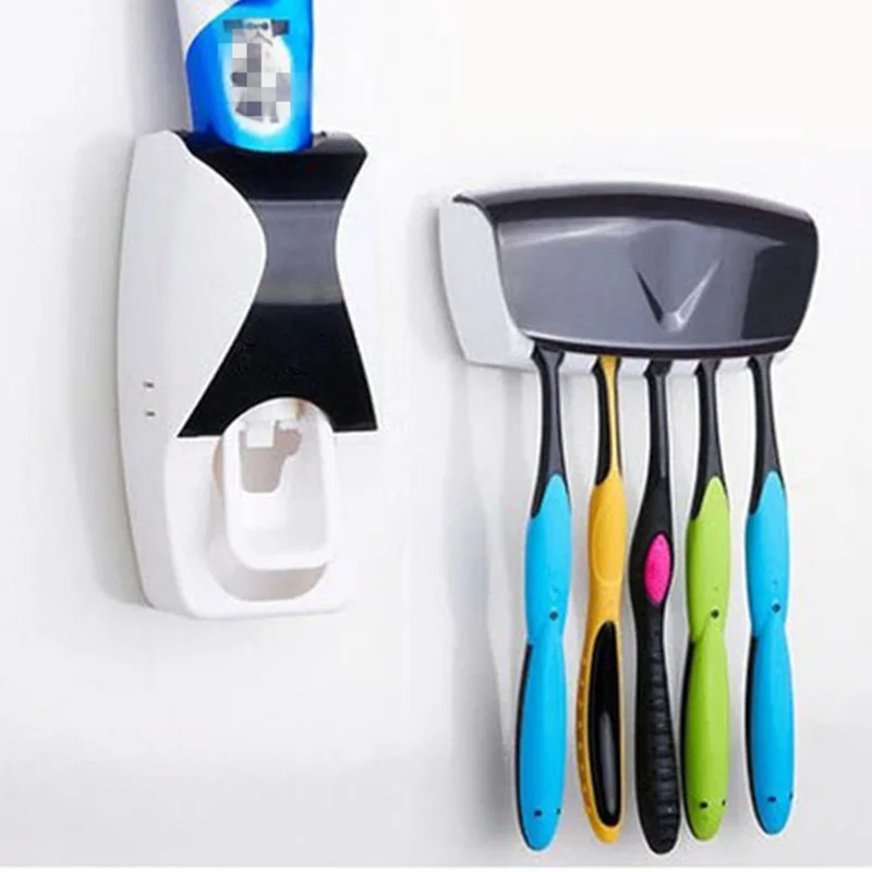 NEW Fashion Wall Mount Automatic Toothpaste Dispenser Toothbrush Holder Family Set bathroom accessories