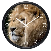 Голова Золотого Льва настенные часы классный современный декор гостиная кровать комнаты брендовые стеклянные часы, не тикающий звук