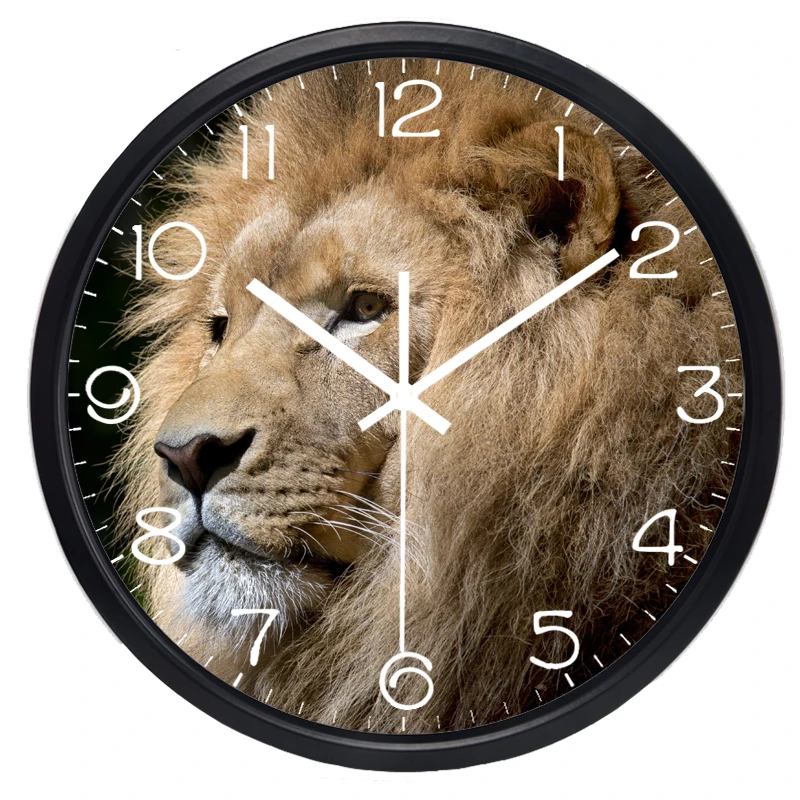Animal Lion Head Wall Clock Cool Modern Decorate Living Room Bed Room