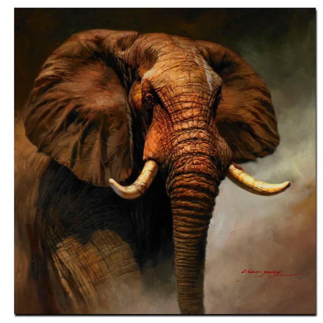 African Elephant Wall Art Oil Painting Printed on Canvas 2