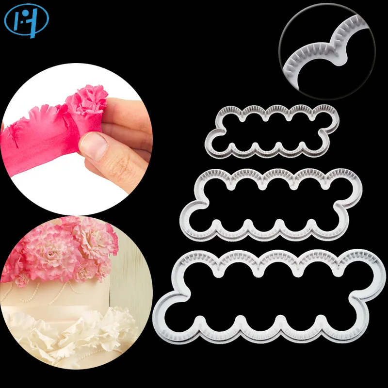 

3Pcs 2017 New toothed Rose Flower Cake Mold Cookie Cutter Fondant Cake Decorating Tools Sugarcraft Cutter Cake Baking Tool
