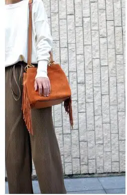 

2018 new type of cowhide frosted joint bucket bag fashionable autumn and winter new women's bag simple single-shoulder bags