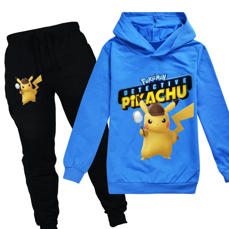 POKEMON GO Detective Pikachu/детская одежда для мальчиков и девочек осенний Свитшот комплект