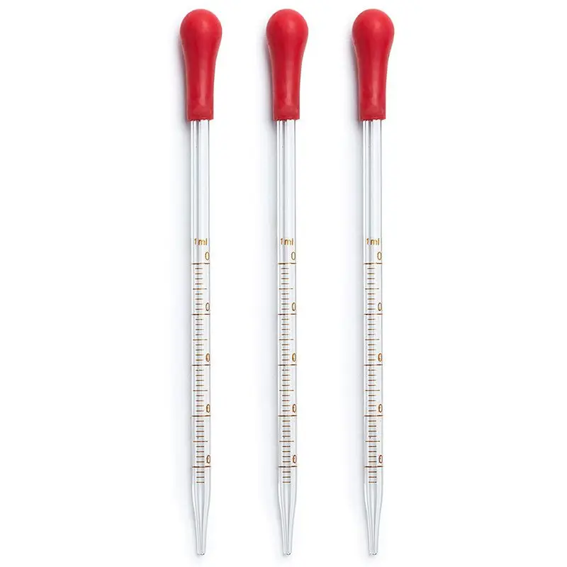 4 Measuring Cylinder-5ml, 10ml, 50ml, 100ml-Premium Glass Contains 2 Cleaning Brushes + 3 x 1ml Glass Pipettes
