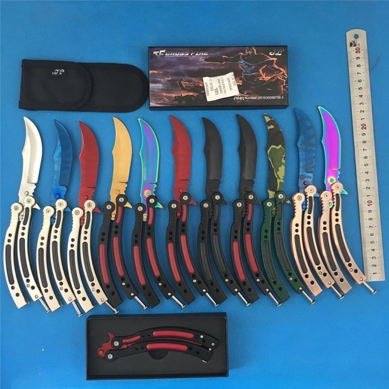 12 моделей нож бабочка CSGO Karambit практический складной игровой тупое лезвие без