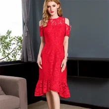 

Summer Dress 2018 Elegant Women Lace Dress vestidos Sexy O-Neck Casual Dresses Charming Fashion Bare Shoulder Slim Dresses