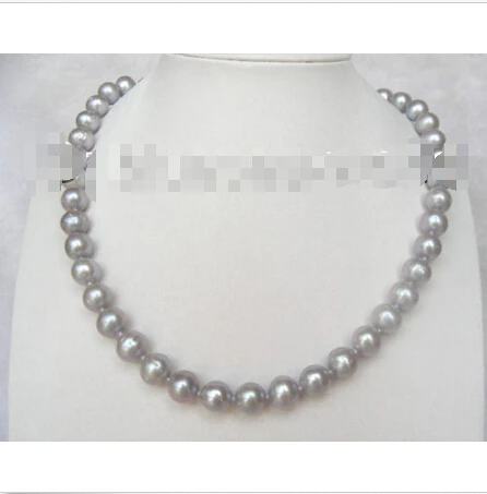 

HOT SELL - CLASSIC 11mm round gray nautral freshwater pearls necklace b1074^^^@^Noble style Natural Fine jewe FREE SHIPPIN -Top