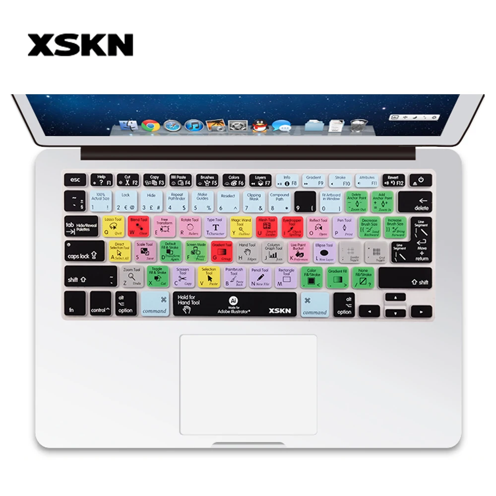 XSKN для Illustrator клавиатура чехол для Macbook, AI ярлык функциональный ярлык клавиатура протектор для Macbook Air 13 Pro Reina