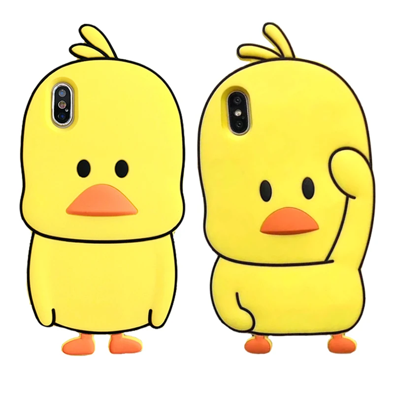 

Funny Soft Case For iPhone 7 8 Plus X 6 6S 5 5S SE 4 4S Lovely Blue Duck Yellow Silicone Phone Cover For iPhone XS Max X XR Capa