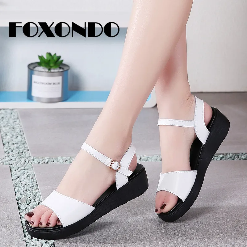 

FOXONDO 2019 Summer Women Shoes Women Wedge Beach Flip Flops Ladies High Heel Wedge Sandals Women Sandals Flat Platform Sandals