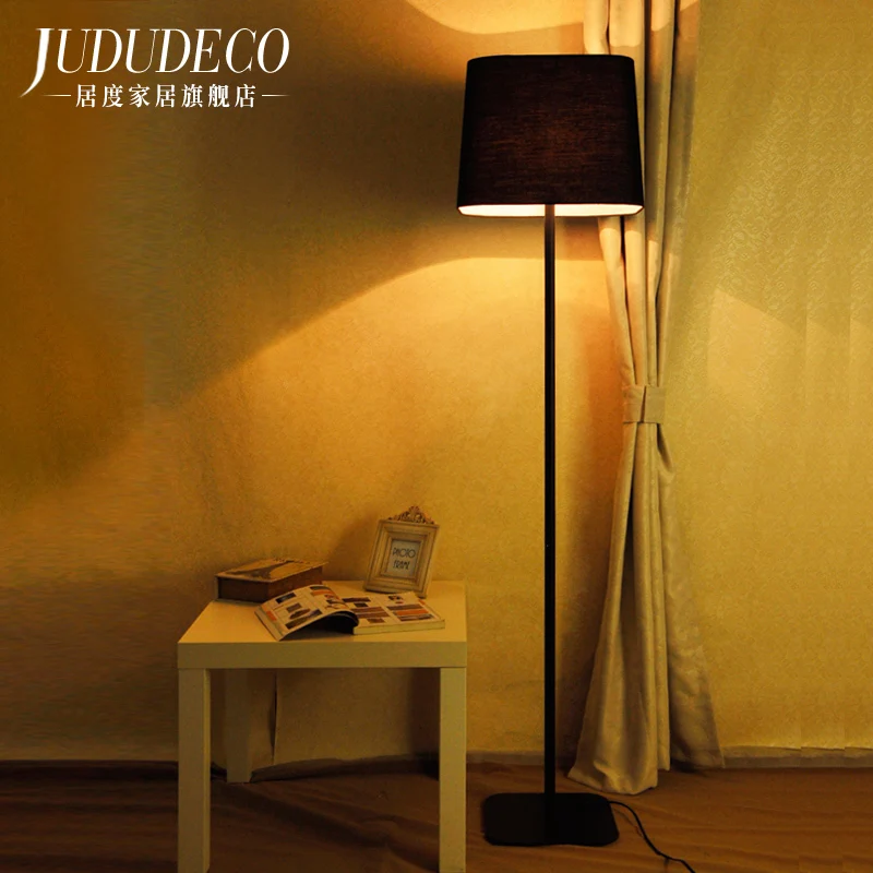 

Modern Black Floor Lamp With Fabric Lampshade For Living Room Bedroom Bedside E27 Hotel Cloth Standing Light Living Room