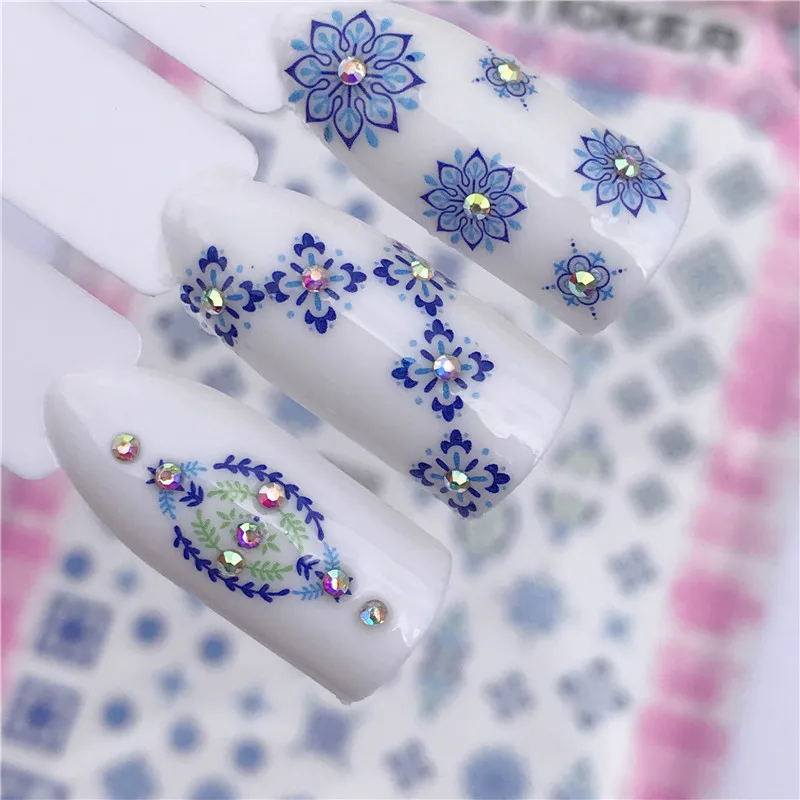 4 sheets lot self adhesive 3d Nail Sticker Manicure Decal Nail Art