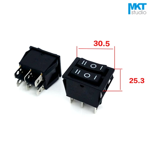 10 шт. черный 30,5*25,3 мм 6 контактов 6 P 3 положения двойной SPDT Миниатюрный электрический перекидной клавишный выключатель