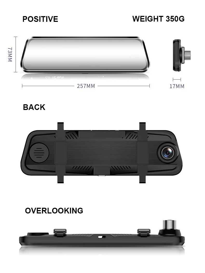 1" поток медиа зеркало заднего вида автомобиля dvr FHD ips сенсорный экран Dash Cam цифровой видеорегистратор двойной объектив Registratory