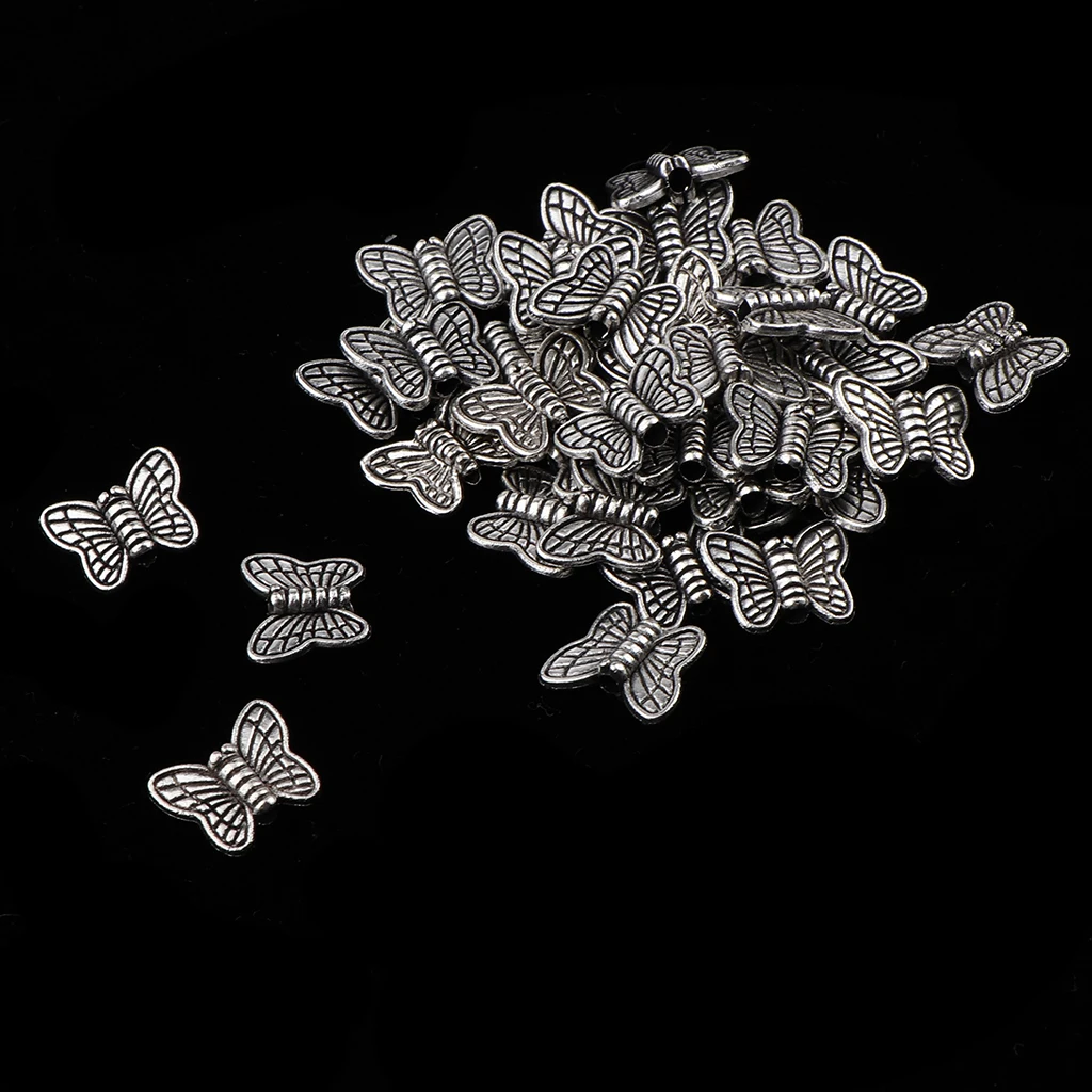 

100Pcs Alloy Butterfly Designed Beads Spacers Charms Loose Beads DIY Jewelry Supplies, for Earring Bracelets Necklace Making