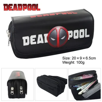 

IVYYE 1PCS Cute Deadpool Style Anime Cosmetics Bags PU Zipper School Pencil Case Storage Pen Bag Large Pouch Stationery Gift New