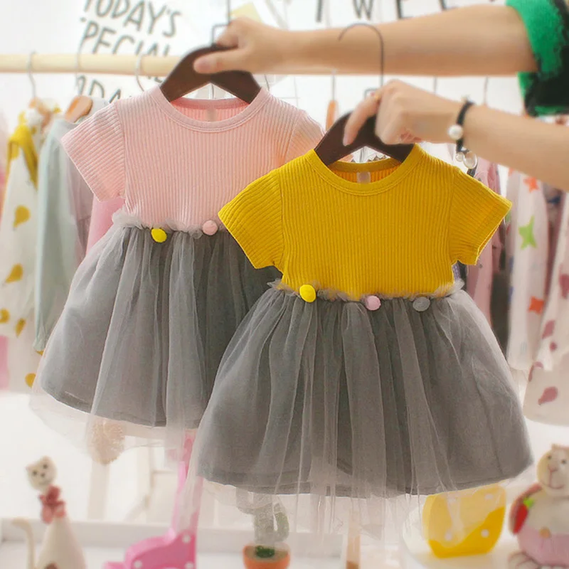 

Summer Sweet And Lovely Girl Dress Fashion Korean Princess Dress Stitching Design Mesh dress 2019