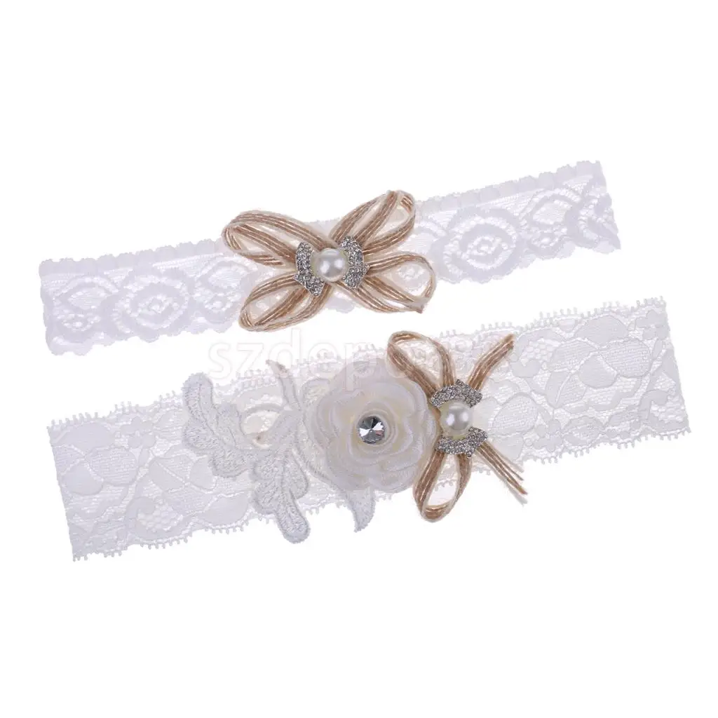 Wedding Bridal White Lace Garter Set Keepsake & Toss Party Accessories S/M/L/XL