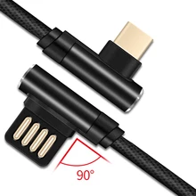 

90 Degree USB Cable For iPhone Charging Cable For Huawei Xiaomi Data Cable For Samsung S9 Type C Micro USB Charger Nylon Braid