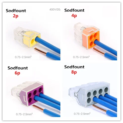Тип 10 шт. PCT-102/104/108 Универсальный Компактный проводной разъем 2-8 контактный проводник клеммный блок с рычагом 0,75-мм2