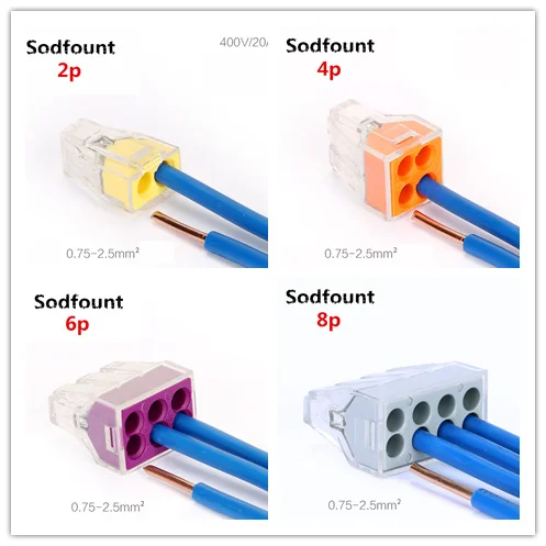 

Type 10pcs PCT-102/104/108Universal Compact Wire Wiring Connector 2-8 pin Conductor Terminal Block With Lever 0.75-2.5mm2