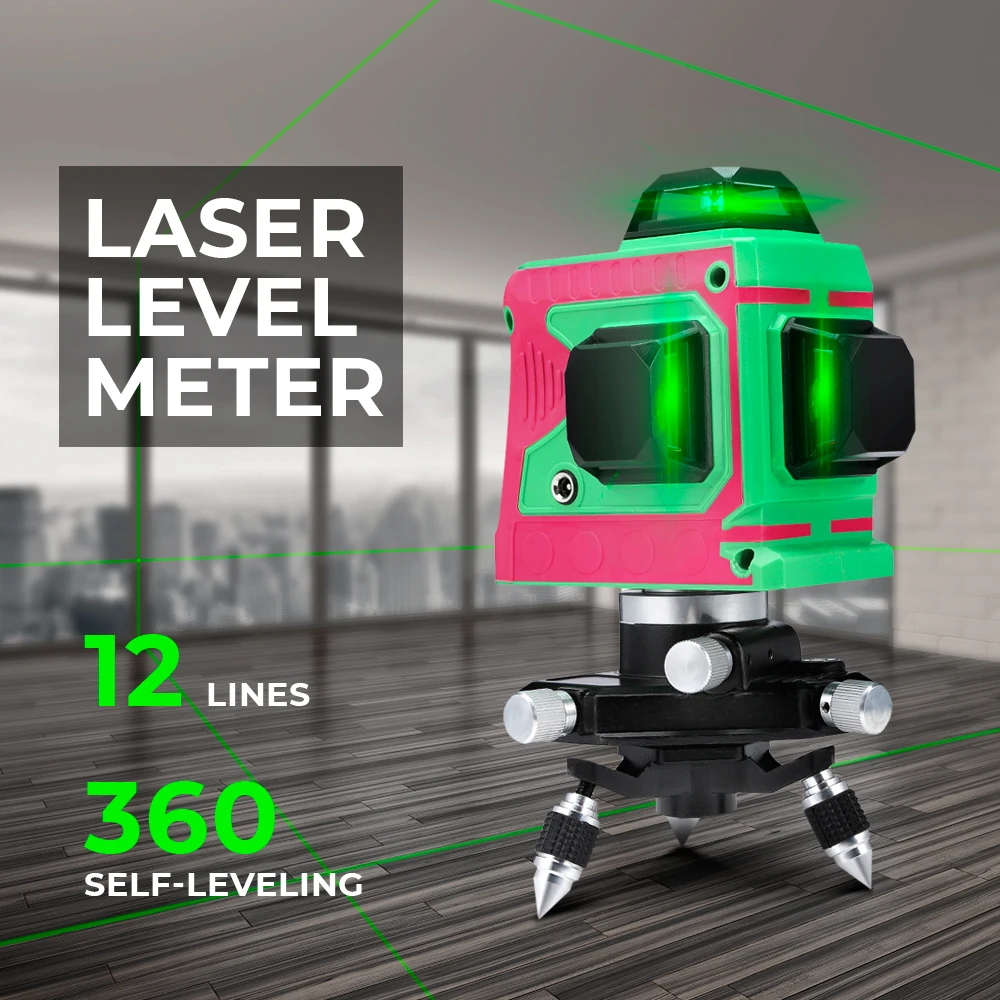 

12 Lines 360 Self-Leveling Laser Level Meter 360 Horizontal And Vertical Cross Super Powerful Green / Red Laser Beam Line