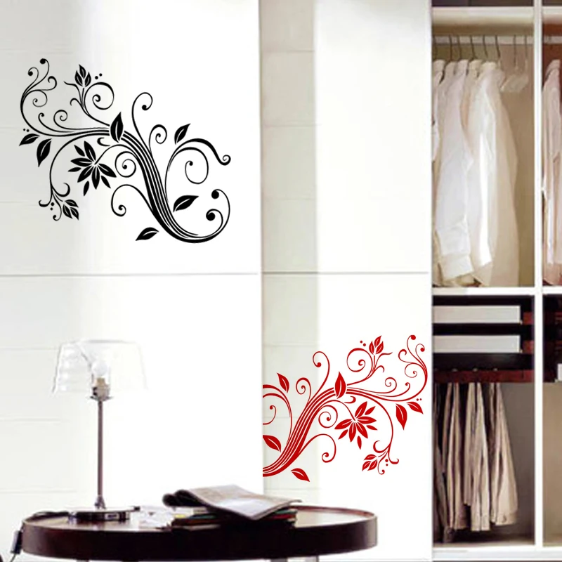 

Vintage Flowers Wall Sticker Bedroom Decor Fridge Stickers Mural PVC Decorative Wall Decals