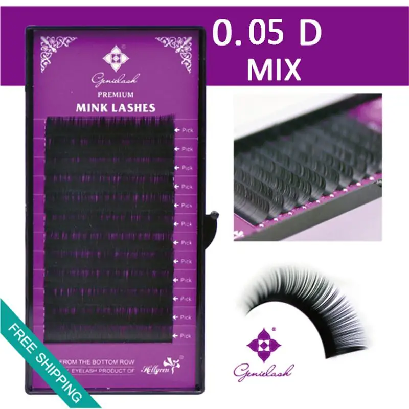 

0.05 D Mixed 10 pcs Mink Eyelash Extension free shipping Thin and Soft MaterailTray Lashes