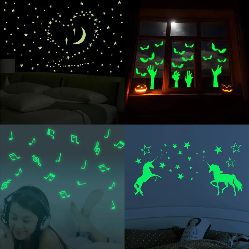 Fluorescent Glow in the Dark Stars Wall Stickers for Kids Rooms Decoration Livingroom Baby Bedroom Ceiling Home Decor Hallowmas | Дом и сад
