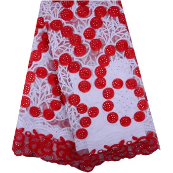 

Two-tone Wholesale African Milk Silk Lace 2019 High Quality French Net Lace Fabric With Beads Embroidery For Party Dress S1396