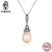 New 925 Sterling Silver Water Drop Shape Pendant Beige Freshwater Pearl Pendant Necklace For Women Wedding Gift Fine Jewelry