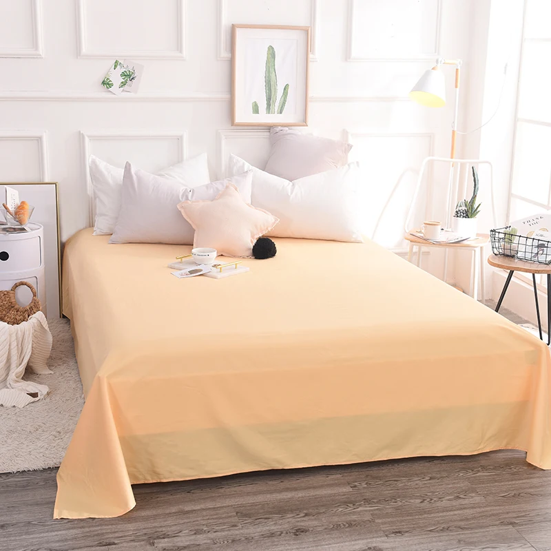 Simple Fresh Apricot Yellow Solid Color 1pc 100 Cotton Soft Bedding