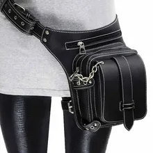 Corzzet Black PU Leather Steampunk Waist Bag Rock Gothic Unisex Vintage Retro Accessories Corset