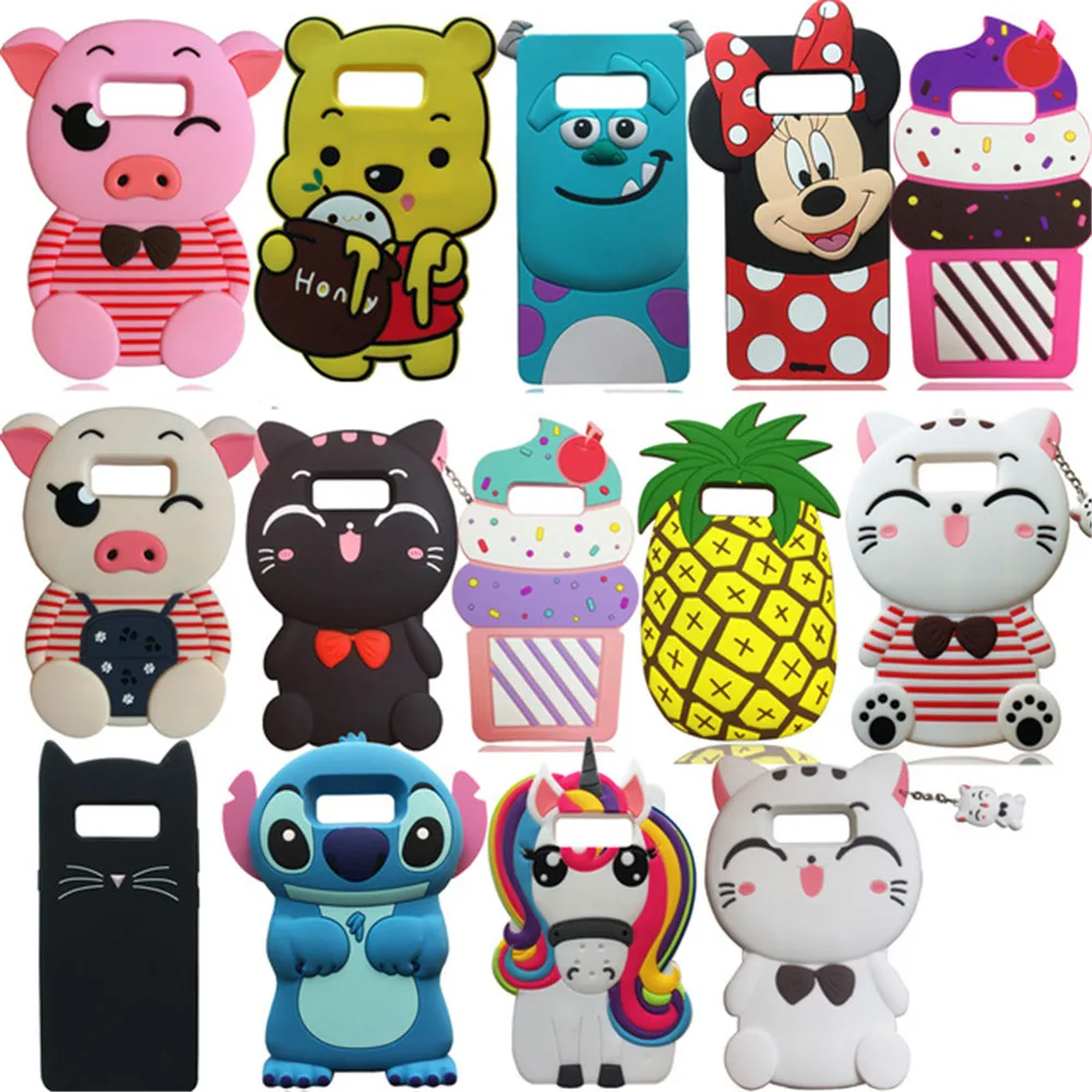 For Samsung Note 8 Case 3D Cute Cartoon Animal Unicorn Lucky Cat Soft Silicone Back Cover For Samsung Galaxy Note 8 Case Coque