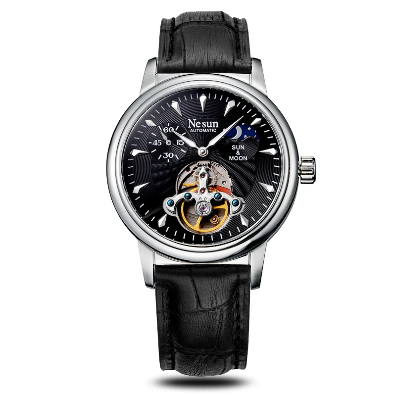 Nesun Skeleton Tourbillon часы мужские швейцарские роскошные брендовые автоматические