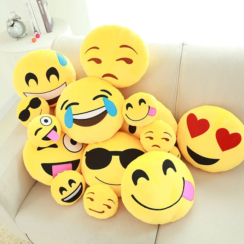 1PCS Cute Smile Emoji Pillow Cushions Doll Toy Throw Yellow Cushion