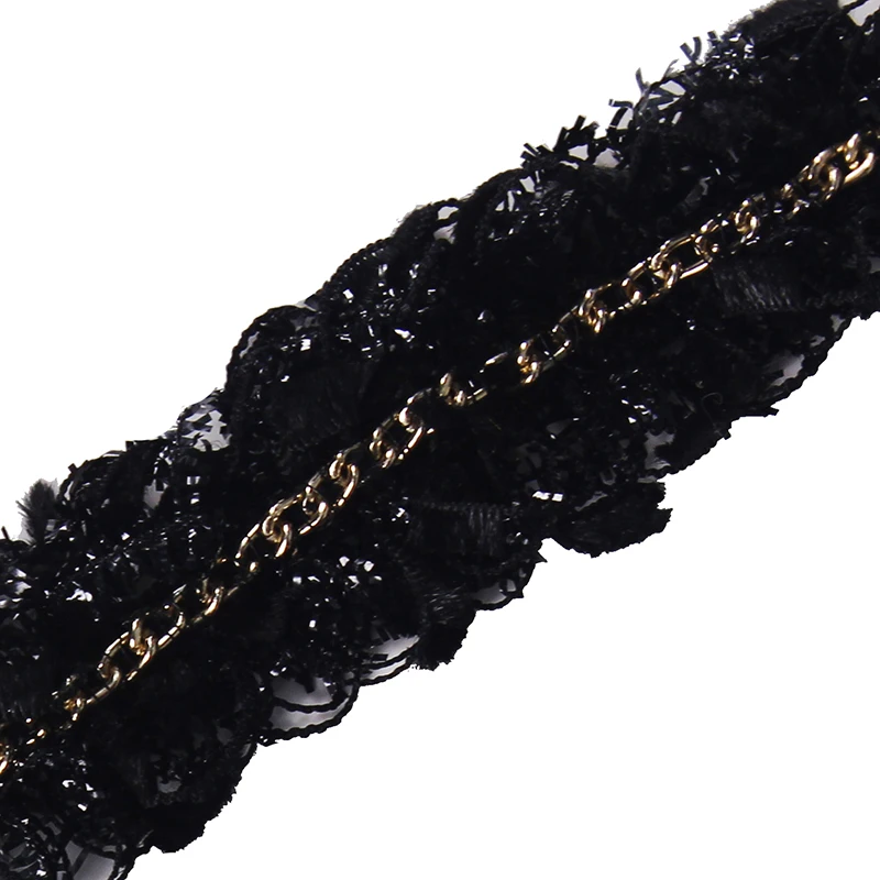 20yard Black Silver Chain Braided Lace Ribbon Trim Lace Applique