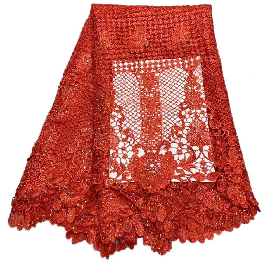 

African Lace Fabric sale,High Quality african cord lace latest 2018 guipure lace fabric 5Yards.RED Color Nigerian Lace Fabric