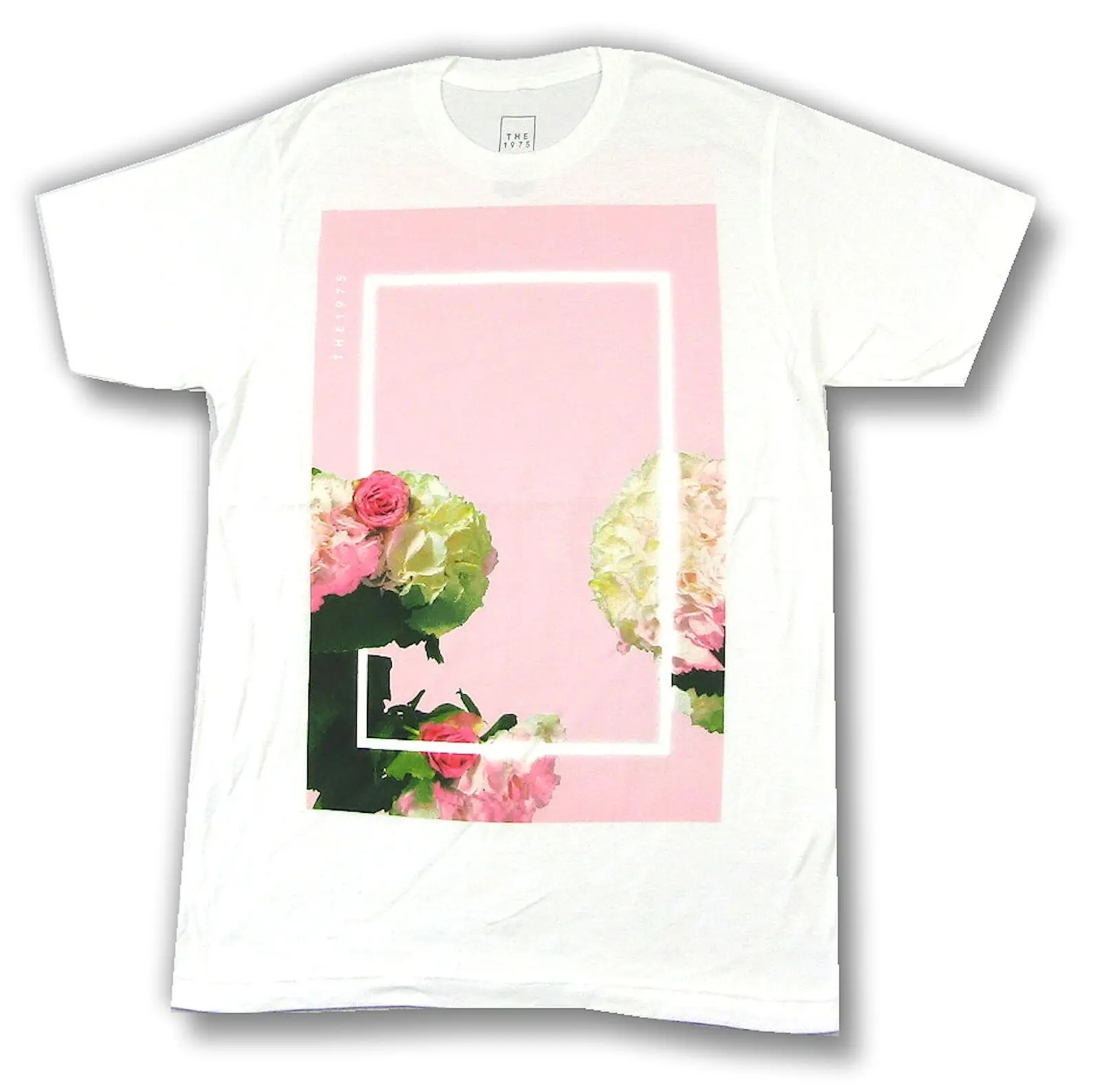 

The 1975 Pink Roses Spring Tour 2016 White T Shirt New Official Band Merch