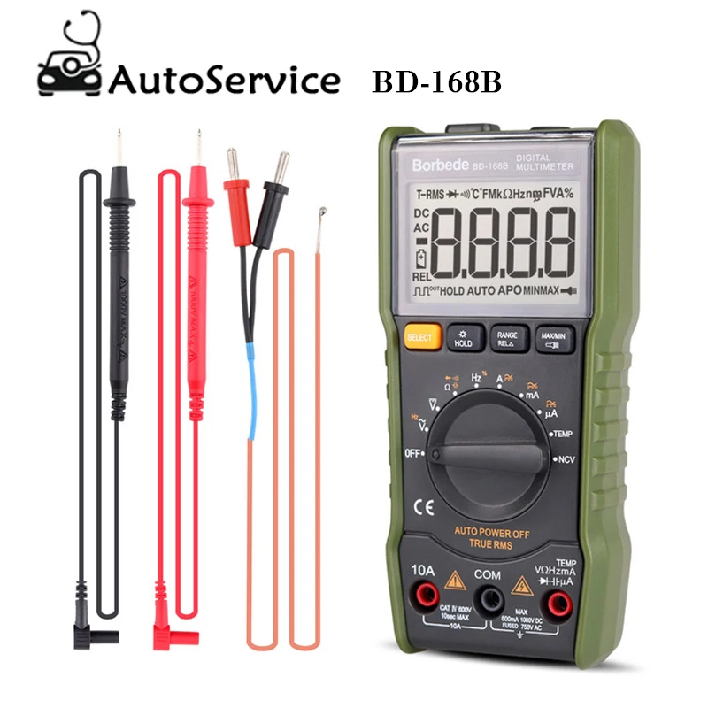 

Digital Multimeter DC AC Voltage Current Capacitance Resistance Square-wave output/Temperature Tester 6000 count True RMS Mini