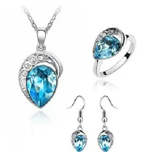 JS S087 набор бижутерии из горного хрусталя Высокое качество; для свадьбы комплект Никель ювелирный набор для Для женщин