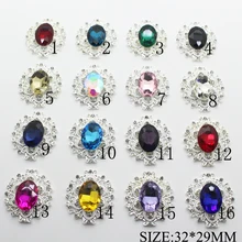 Новые 10 шт./партия 32*29 мм разноцветные металлические кнопки овальные Стразы Свадебные украшения блестящие соответствующие DIY ювелирные аксессуары