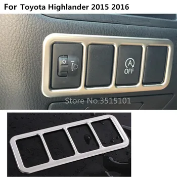 

car detector styling cover ABS Chrome front head fog light switch trim frame lamp 1pcs For toyota Highlander 2015 2016 2017