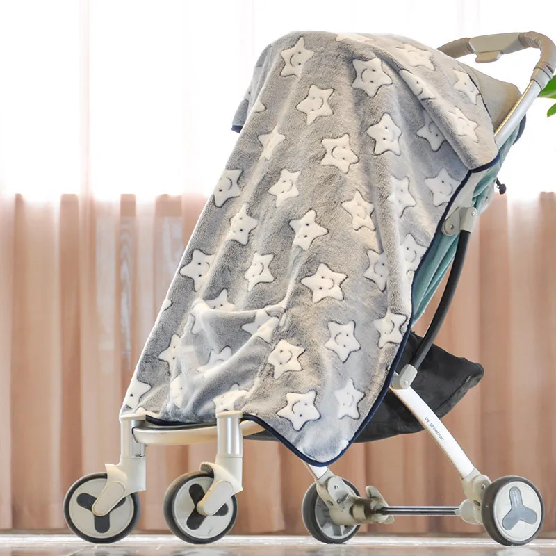 

High Quality Soft Cartoon Baby Multifunctional Blanket With Pocket Flannel Baby Carriage Blanket Throw Blanket Portable Gift