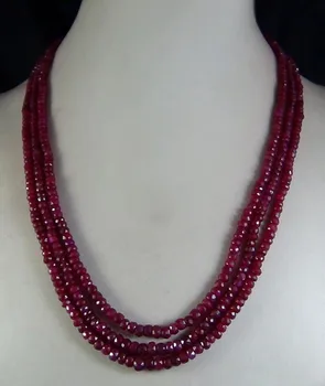 

AAA Natural 2x4mm NATURAL FACETED BEADS NECKLACE 3 STRAND 17"-19"
