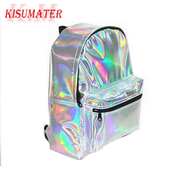 

New vintage women backpack Super Quality hologram backpack laser silver bag Student's School hologram backpack Free Shipping