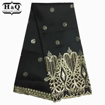 

Royal black 2017 High Quality African George Fabric Embroidered with sequins Raw Silk African George lace fabric for party dress