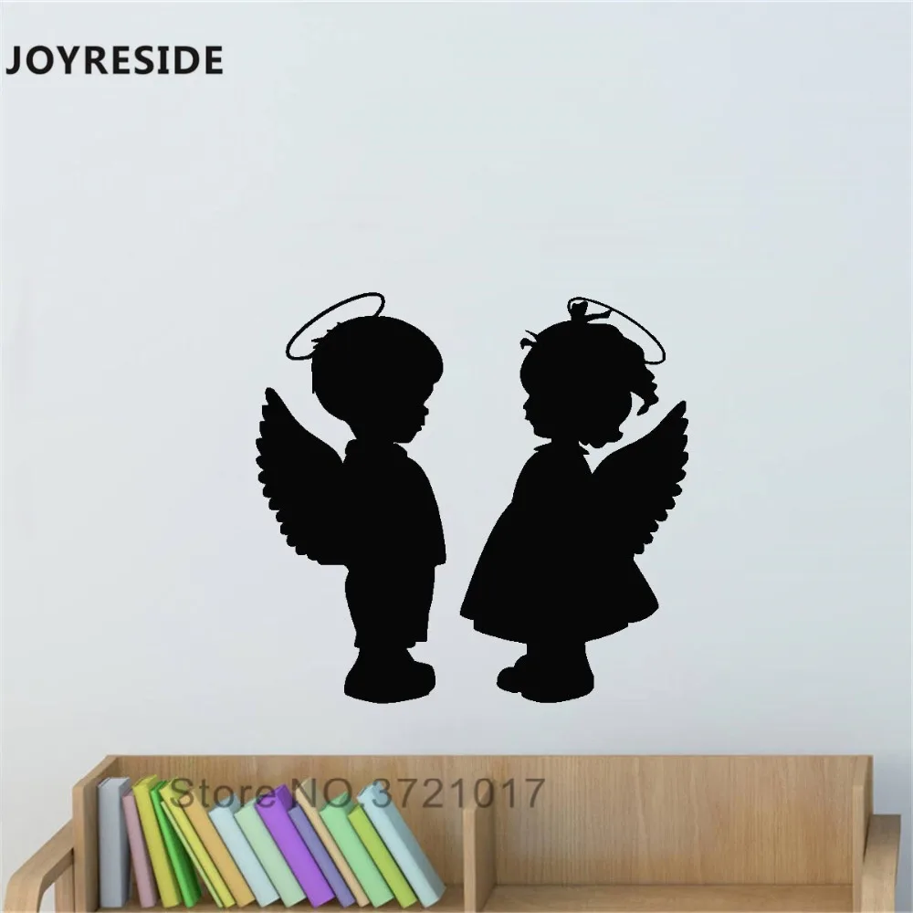 Joyreside Boy Girl Little Angel Wall Decal Angel Wings Wall Sticker Art Vinyl Decor Home Baby Bedroom Decor Interior Design A913